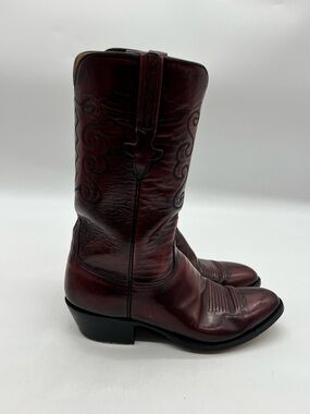Lucchese 1883 Mens Size 9.5D Black Cherry Leather Western Cowboy Boots